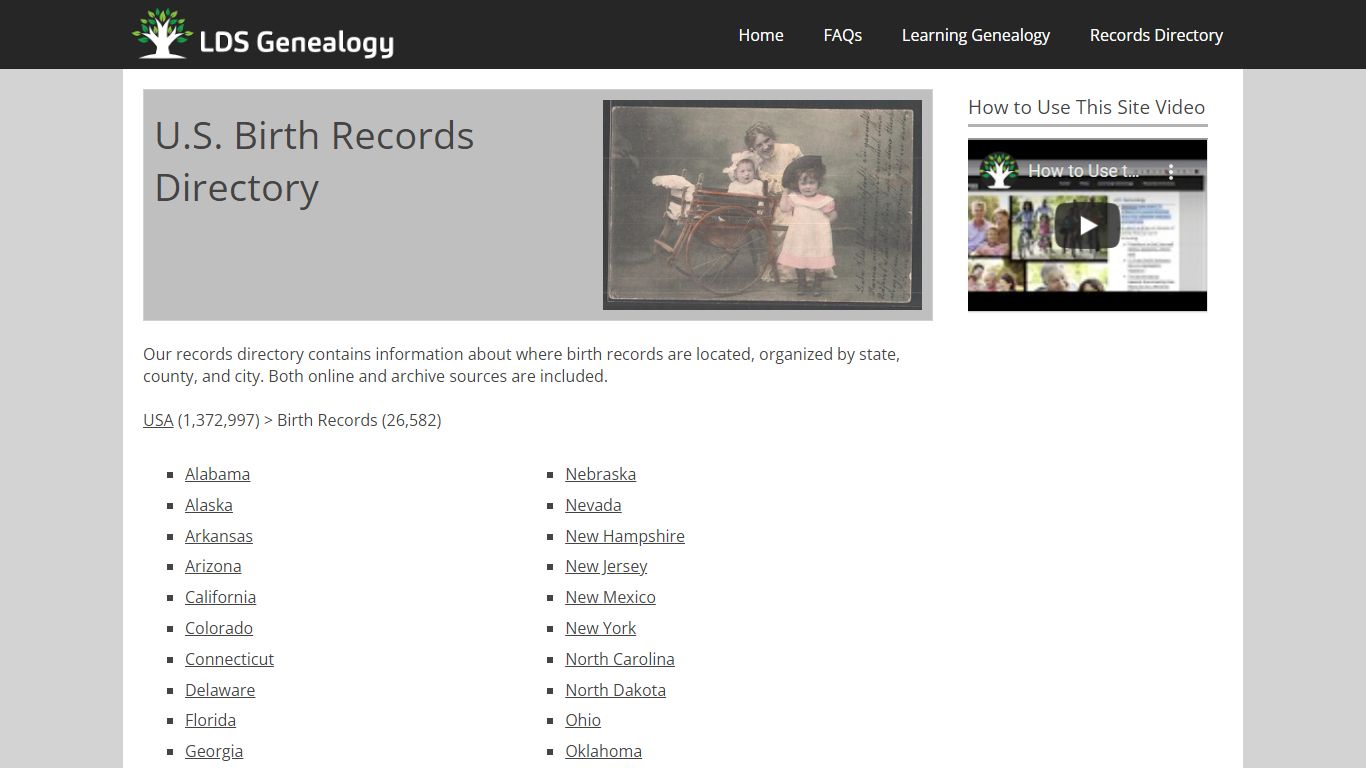 U.S. Birth Records Directory - LDS Genealogy
